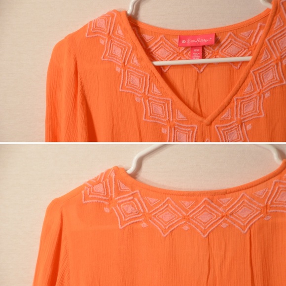 Lilly for Target Embroidered Cover Up, Coral - Picture 4 of 7